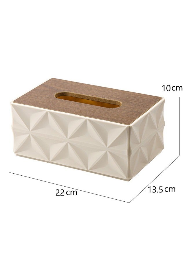 Tissue Paper Box,Decorative Paper Box,Modern, Elegant Classic Style Napkin Tissue Holder with Wood Lid Tabletop Decor for Living Room Dining Table Bathroom Vanity 22*13.5*10 cm - Image 2